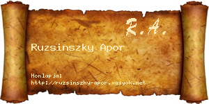 Ruzsinszky Apor névjegykártya